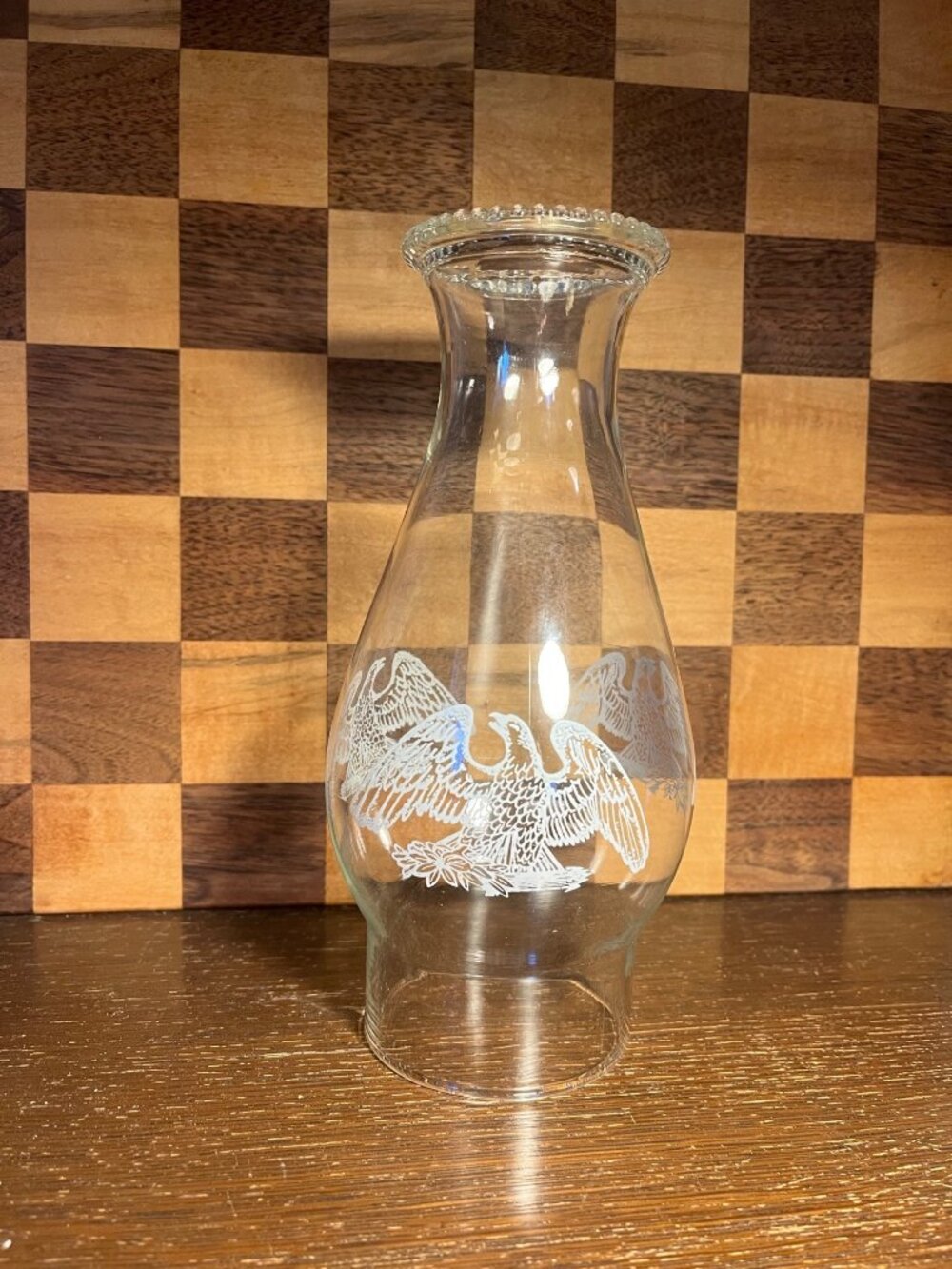Glass Chimney with Etched Eagle
